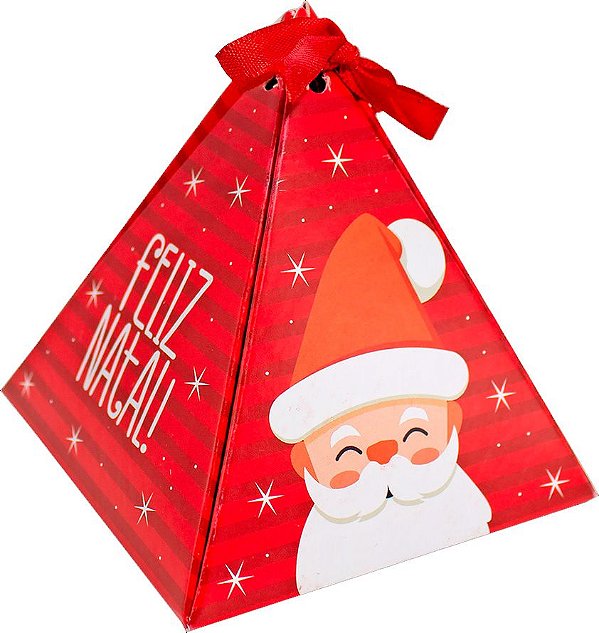 Caixa Pirâmide - Noel - "Feliz Natal" - Ref. C3890 - 10 unidades - Ideia Embalagens - Rizzo