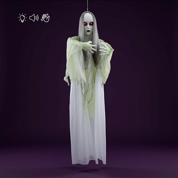 Enfeite Decorativo De Halloween Com Som, Luz e Movimento - Boneca Nancy - 1,97m - 1 unidade - Cromus - Rizzo