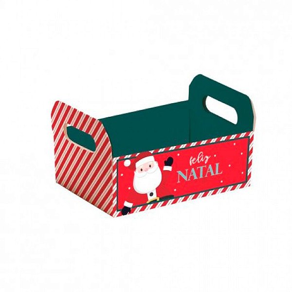 Caixote Decorativo de Papel Cartão - Papai Noel (Nicolau) - 1 unidade - Cromus - Rizzo Confeitaria