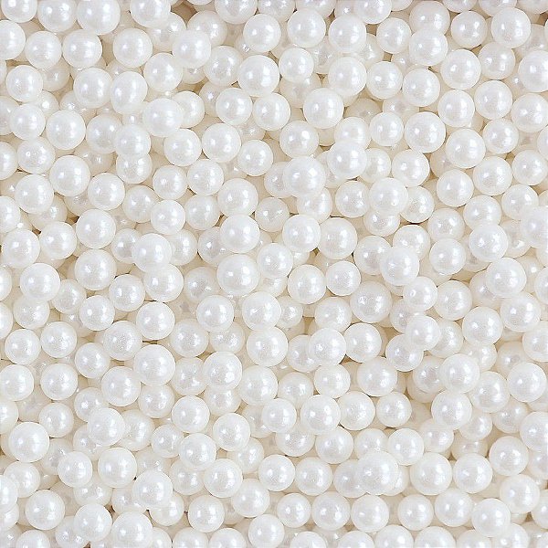 Confeito Sugar Beads Branco Perolizado - 4mm - 1 unidade - Cromus Linha Profissional Allonsy - Rizzo
