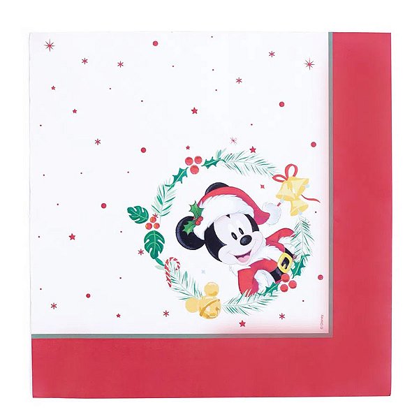 Guardanapo Mickey Guirlanda Natal - 33cm - 20 unidades - Cromus - Rizzo Confeitaria