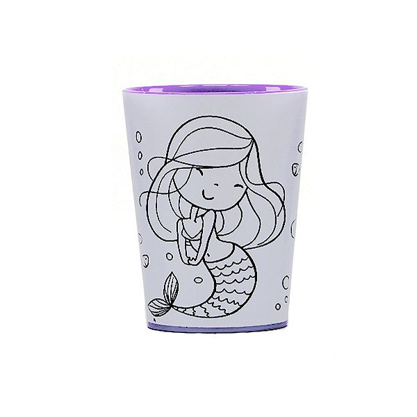 Copo para Colorir Color Cup Sereia - Lilás 10cm - 01 unidade - Rizzo Embalagens