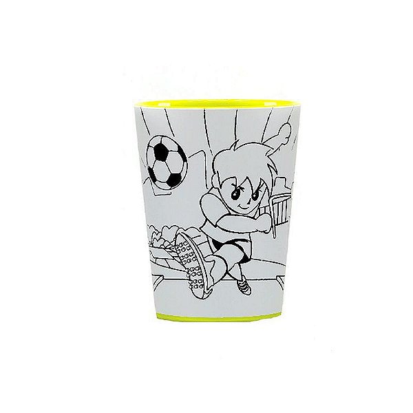 Copo para Colorir Color Cup Futebol - Amarelo 10cm - 01 unidade - Rizzo Embalagens