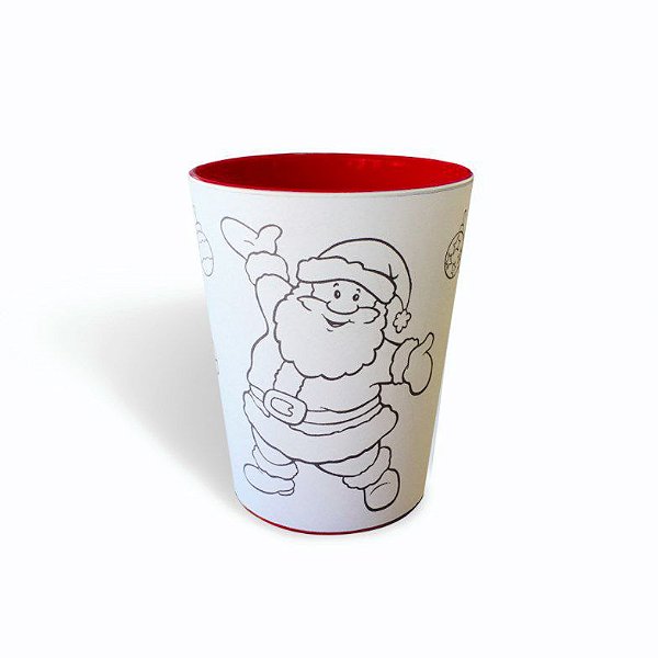 Copo para Colorir Color Cup Natal - Vermelho 10cm - 01 unidade - Rizzo Embalagens