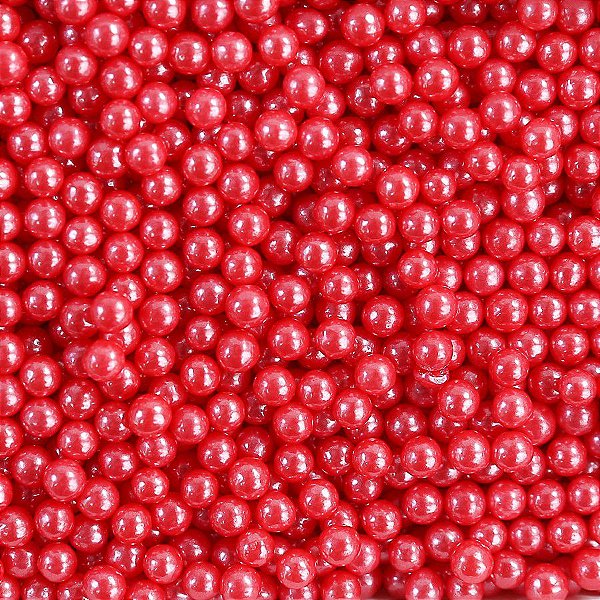 Confeito Sugar Beads Perolizado Vermelho - 4mm - Cromus Linha Profissional Allonsy - 1 unidade - Rizzo
