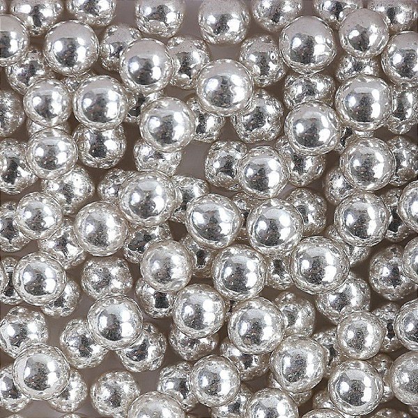 Confeito Sugar Beads Perolizado Prata - 6mm - Cromus Linha Profissional Allonsy - 1 unidade - Rizzo