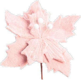 Galho Pick Poinsetia Decorativo - Pelucia Rosa - Cromus Natal - 1 unidade - Rizzo