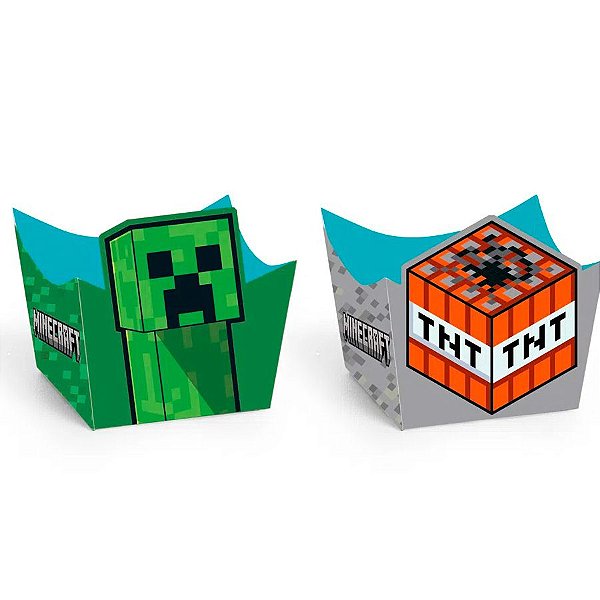 Kit Suporte para Doces Minecraft - 26 cm x 28 cm - 2 unidades - Cromus -  Rizzo - Se tem quem faça tem quem compre - Embalagens e Festas