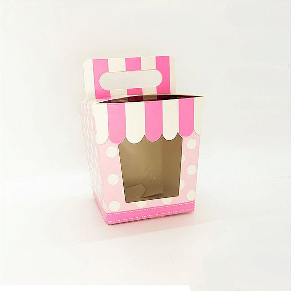 Caixa Para Mini Cupcakes Listras Rosa - 10 unidades - Cromus - Rizzo