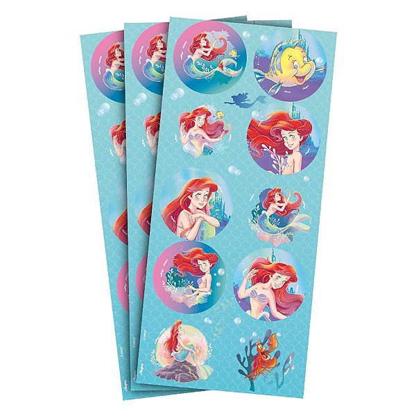 Adesivo Redondo - Ariel Disney - 30 unidades - Regina - Rizzo