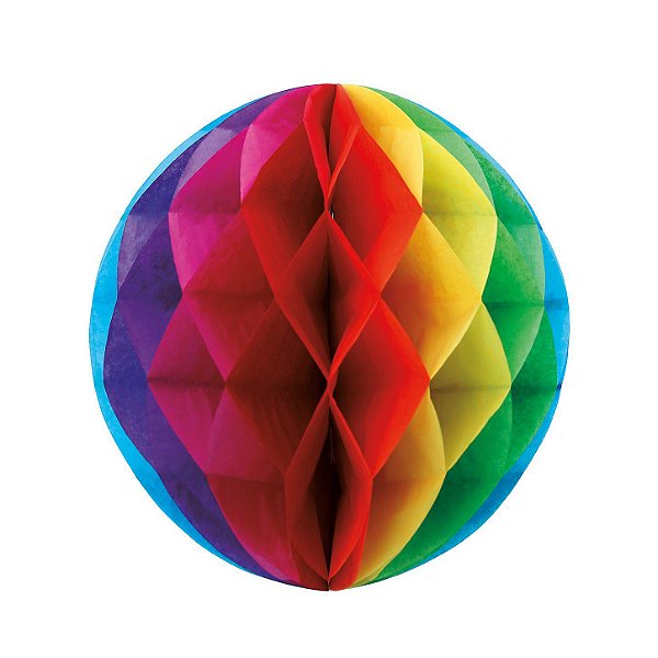 Globo de Papel Colméia Arco-Irís 25cm - 1 unidade - Cromus  - Rizzo