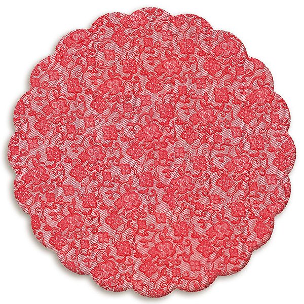 Fundo Rendado Redondo Vermelho 7cm (761101) - 100 unidades - Cromus - Rizzo Embalagens