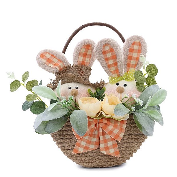 Guirlanda de Páscoa com Coelhos na Cesta - Marmelada - 1 unidade - Cromus Páscoa - Rizzo