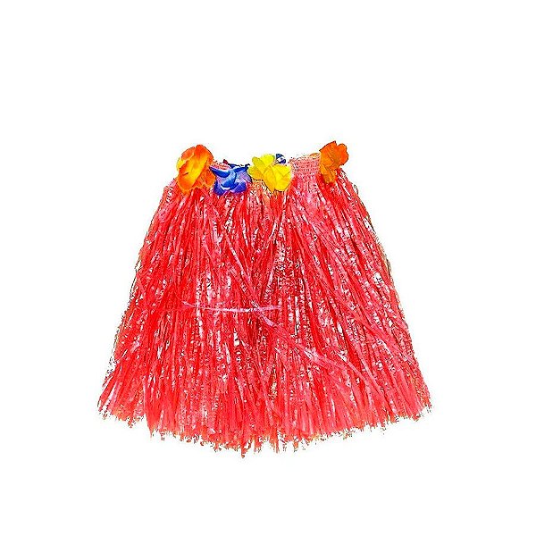 Saia Havaiana - Adereço de Carnaval  - Vermelho - 60cm -  ref:NYR 6953 - 01 unidade - Rizzo