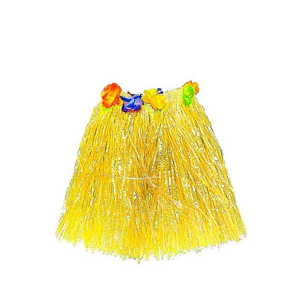 Saia Havaiana - Adereço de Carnaval  - Amarelo - 60cm -  ref:NYR 6953 - 01 unidade - Rizzo