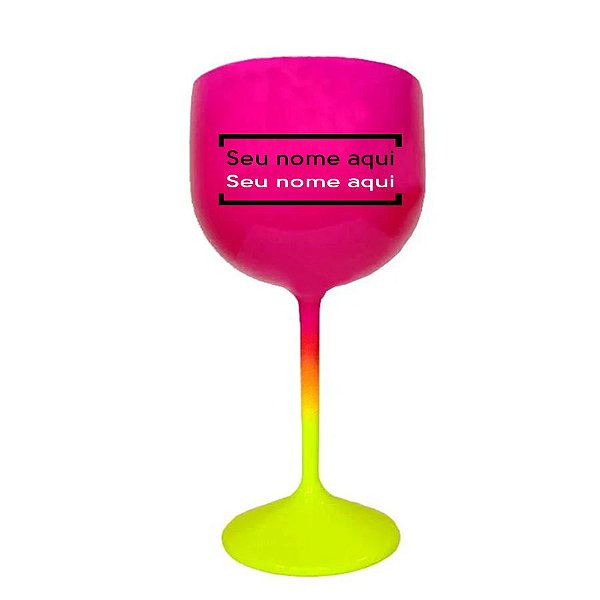 Taça de Gin para Personalizar c/ Nome - Amarelo e Pink - 1 unidade - Rizzo Personalizado