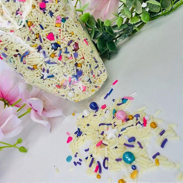 Confeito Decorativo - Fairy Sprinkles - Branco - Sortido - 250g - 1 unidade - Rizzo
