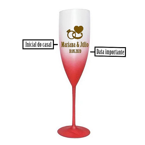 Taça de Champanhe Aliança do Casal - Vermelho - 1 unidade - Rizzo