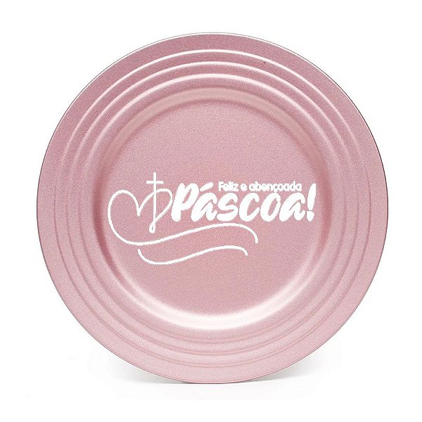 Sousplat Rosa Brilhante c/ Borda Listras  - 1 unidade - Rizzo