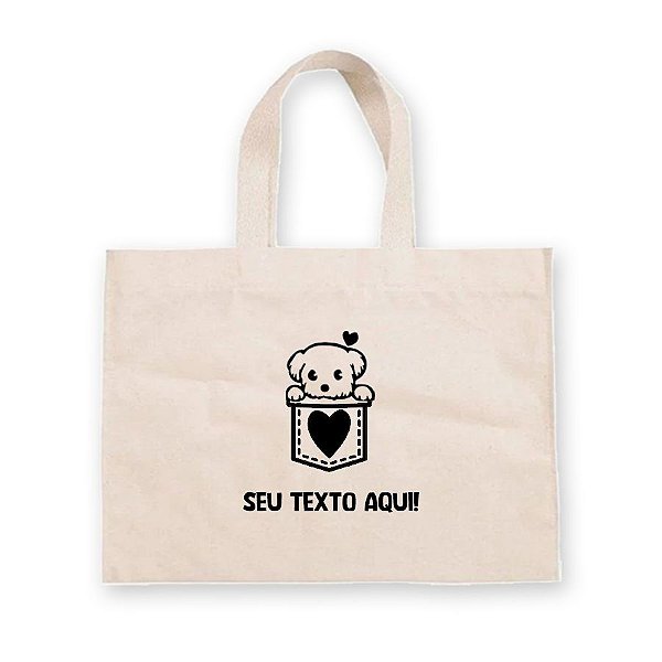 Sacola de Algodão Cru Personalizado Love Dog - 40cm x 33cm - 1 unidade - Rizzo