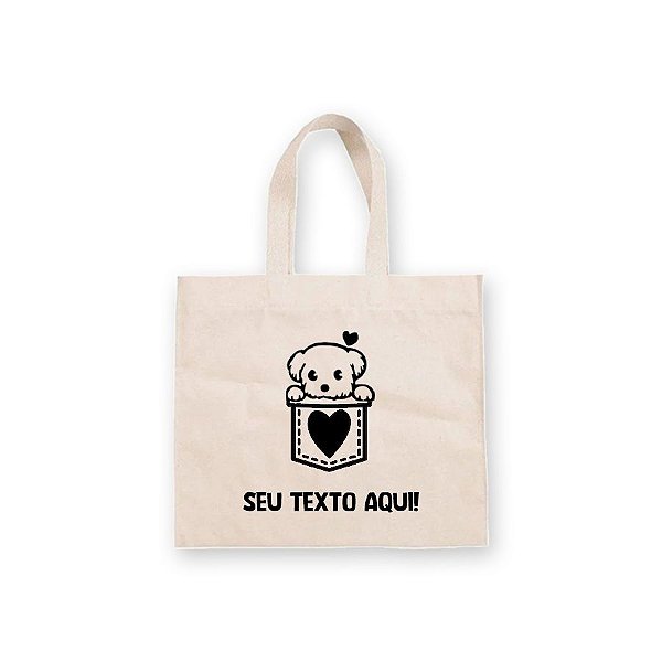 Sacola de Algodão Cru Personalizado Love Dog - 20cm x 22cm - 1 unidade - Rizzo