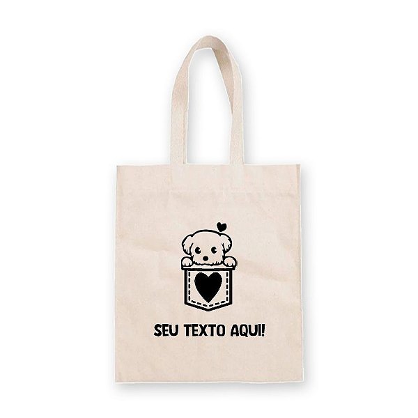 Sacola de Algodão Cru Personalizado Love Dog - 22cm x 33cm - 1 unidade - Rizzo