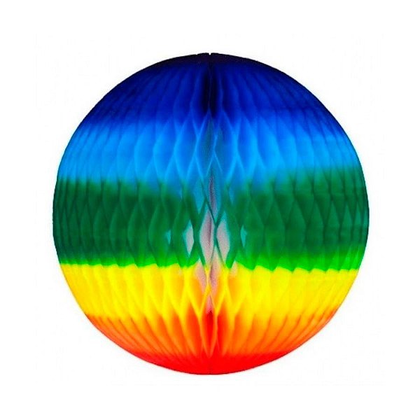Globo de Papel Colmeia Arco Íris 34cm - 1 unidade - Rizzo