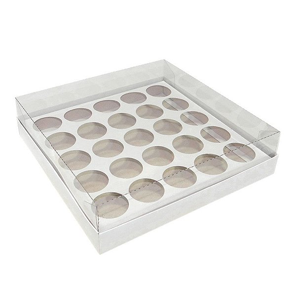 Caixa Base Brigadeiro - Branco - 25 Cavidades (20 x 20 x 5) - 5 unidades - Decora Doces - Rizzo