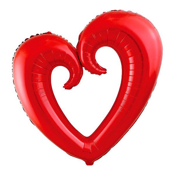Balão de Festa Metalizado 37" 94cm - Coração Vazado Vermelho - 1 unidade - Flexmetal - Rizzo
