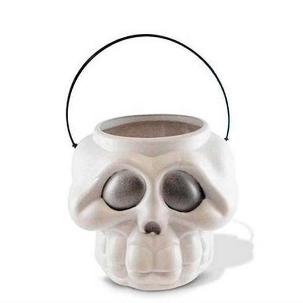 Baldinho de Halloween com Alça - Caveira - Branco - 1 unidade - Rizzo