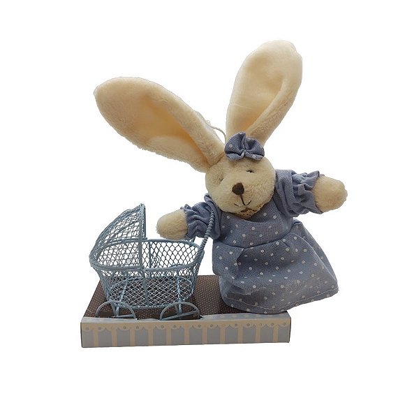 Coelho de Páscoa com Carrinho de Bebê Azul - 1 unidade - Cromus - Rizzo