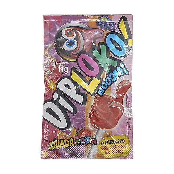 Pirulito Dip Loko Boom Sabor Salada de Fruta - 1 unidade - Rizzo