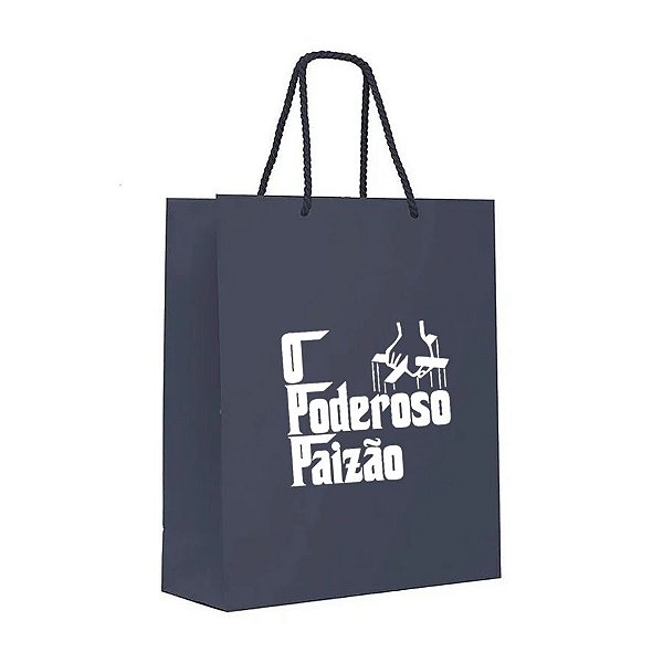 Sacola de Papel Premium c/ Adesivo - Poderoso Paizão - Twilight Blue  - 1 unidade - Rizzo