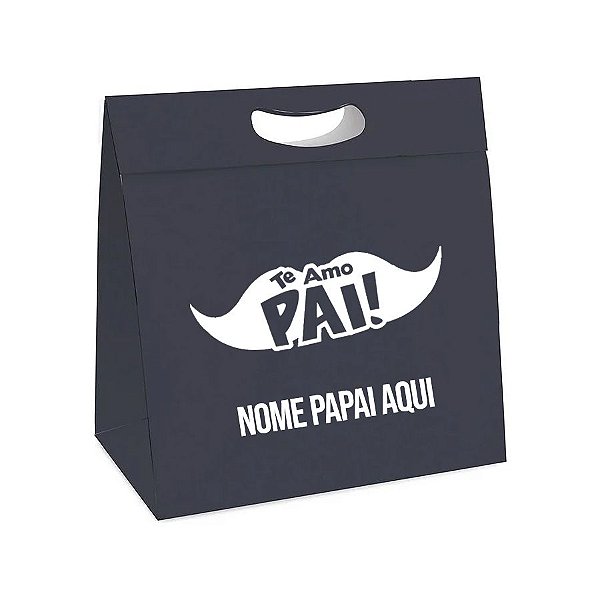 Caixa p/ Presente New Plus Personalizada - Te Amo Pai Bigode c/ Nome - 1 unidade - Rizzo Personalizado