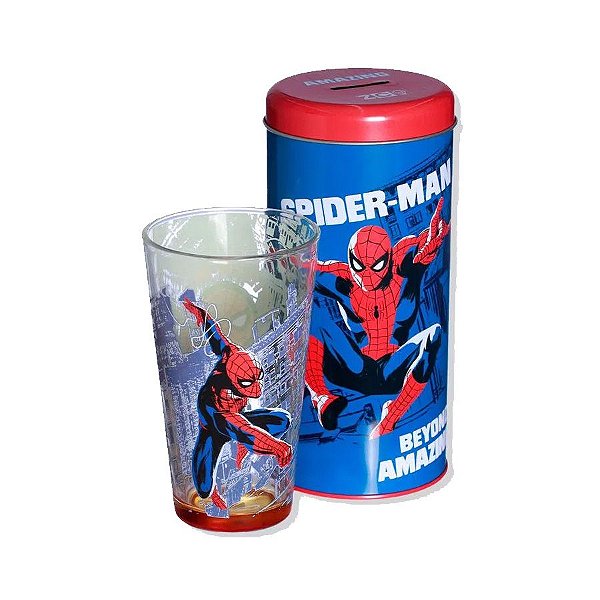 Copo com Cofre Homem Aranha - 500ml - 1 unidade - Zona Criativa - Rizzo