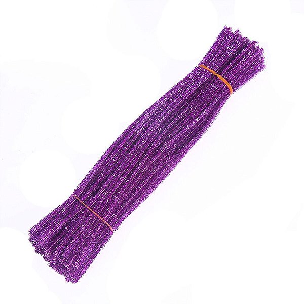 Haste de Chenille Glitter 30cm - Roxo - 100 unidades - Rizzo