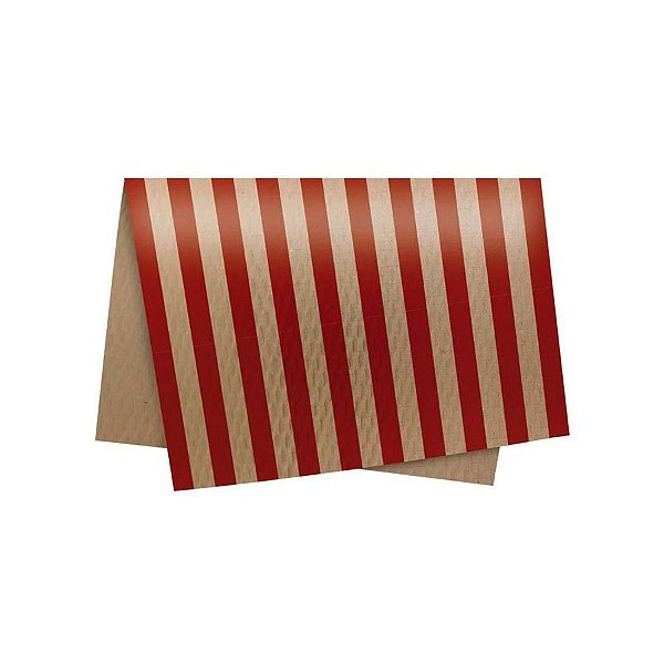 Papel Colmeia - 50x50cm - Listras Kraft Vermelho - 10 unidades - Cromus - Rizzo