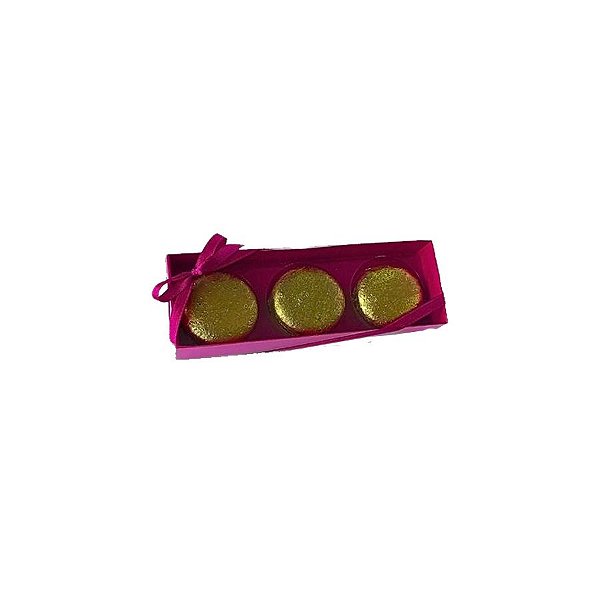 Caixa com berço para 3 macarons - Pink Fosco - CC16B3FPK - 8 unidades - San Felipo - Rizzo