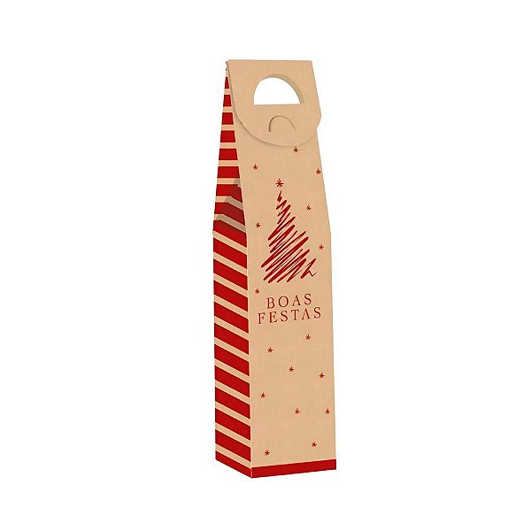 Caixa para Vinho de Natal - Lines - 39x17cm - 1 unidade - Cromus - Rizzo