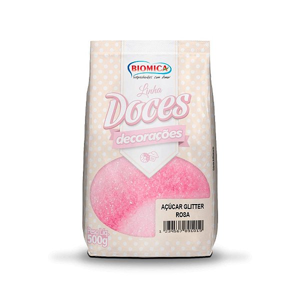 Açúcar Glitter - rosa - 500g - 500g unidades - Rizzo