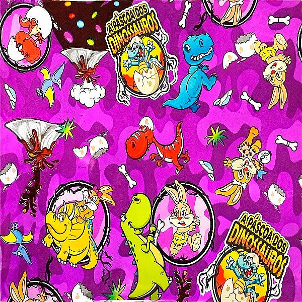 Folha para Ovos de Páscoa Metalizado Dinossauros lilás 69x89cm - 25 unidades - Cromus - Rizzo