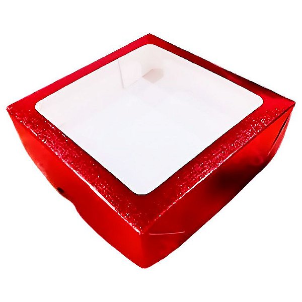 Caixa com Visor S21 (15cmx15cmx4cm) - Vermelho - 10 unidades - Assk - Rizzo