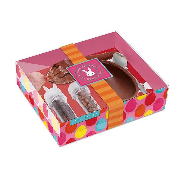 Caixa Kit Confeiteiro Meio Ovo 100g - Coelhinho Sai da Toca Rosa - 1 unidade - Cromus - Rizzo