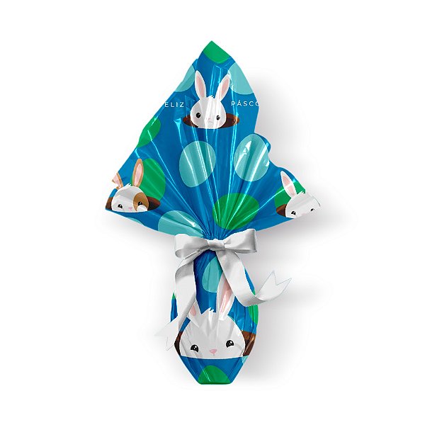 Saco Express 49x49cm para Ovos de 750g a 1kg - Coelhinho Sai da Toca Azul - 25 unidades - Cromus - Rizzo