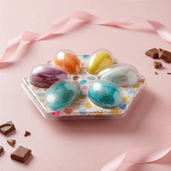Blister 6 Ovos de Páscoa - 50g - Colorido - 5 unidades - Rizzo