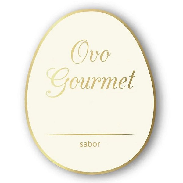 Adesivo "Ovo Gourmet Branco" - Ref.2144 - Hot Stamping - Dourado - 40 unidades - Stickr - Rizzo