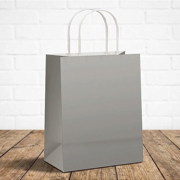 Sacola de Papel M 26x19,5x9,5cm - Prata Fosco - 10 unidades - Cromus - Rizzo