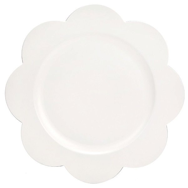 Sousplat com Borda Floral - Branco - 32cm - 1 unidade - Cromus - Rizzo