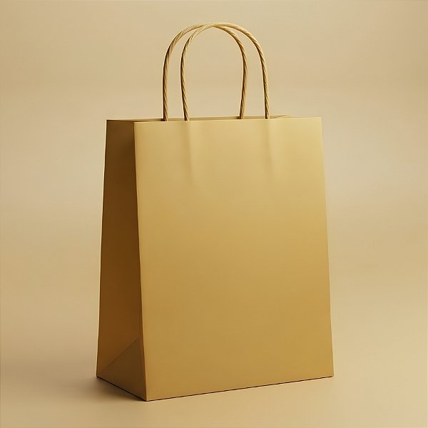 Sacola de Papel M 26x19,5x9,5cm - Ouro Fosco - 10 unidades - Cromus - Rizzo