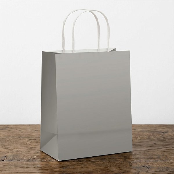 Sacola de Papel G 32x26,5x13 - Prata Fosco - 10 unidades - Cromus - Rizzo